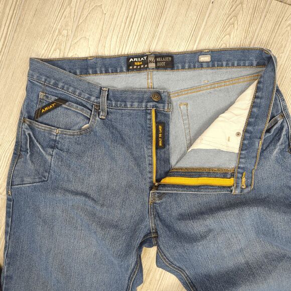 Ariat Men's 38x32 Rebar M4 Relaxed Fit Bootcut Jeans with Loop Lock - Picture 5 of 9